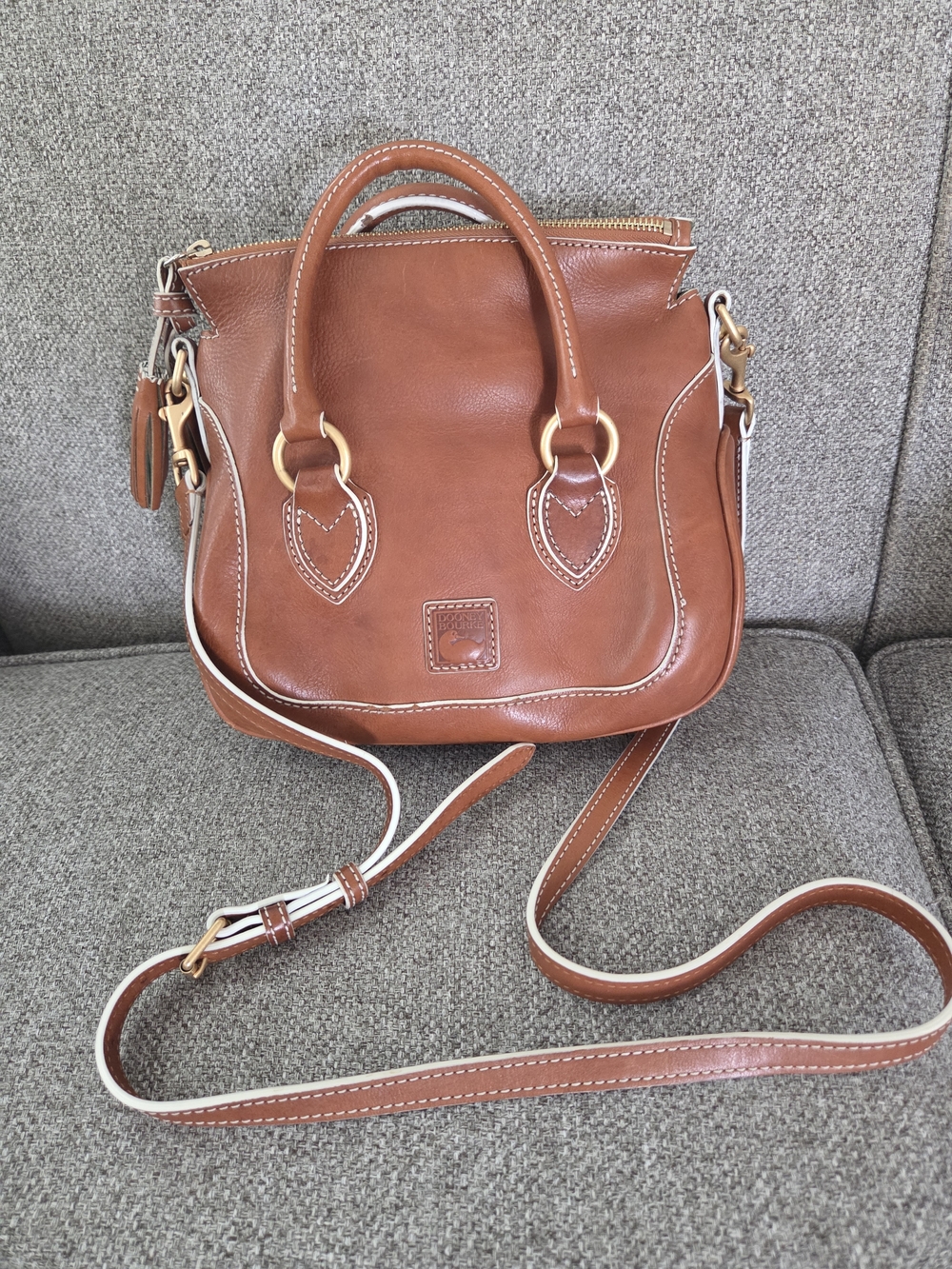 Leather Crossbody Satchel in Cognac Brown - Classic Women's Bag
